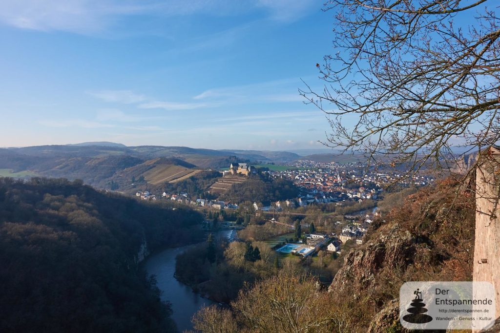 Burg Ebernburg und die Nahe (von Burg Rheingrafenstein aus)