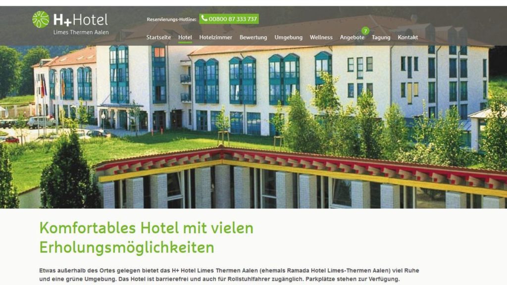 H+ Hotel Limes Thermen Aalen (Quelle: Screenshot h-hotels.com)