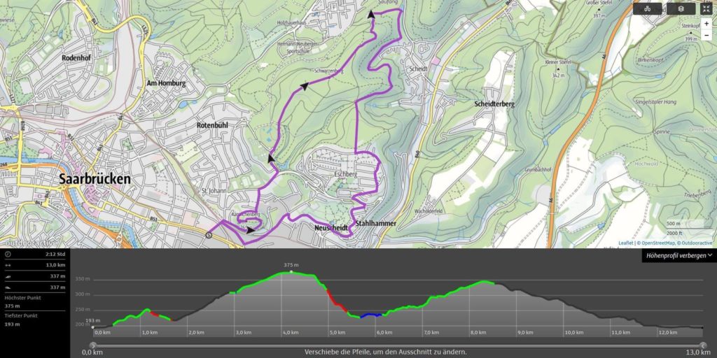 Outdooractive: Streckenplanung für den SunriseRun vor dem Saarcamp