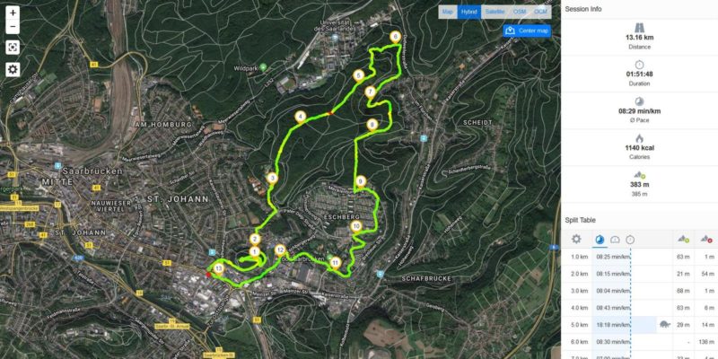 Runtastic: Laufen in Saarbrücken am Saarcamp (Aufzeichnung)