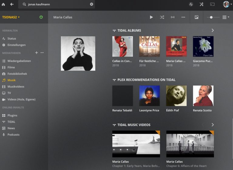 Plex mit TIDAL-Integration (Screenshot Plex)