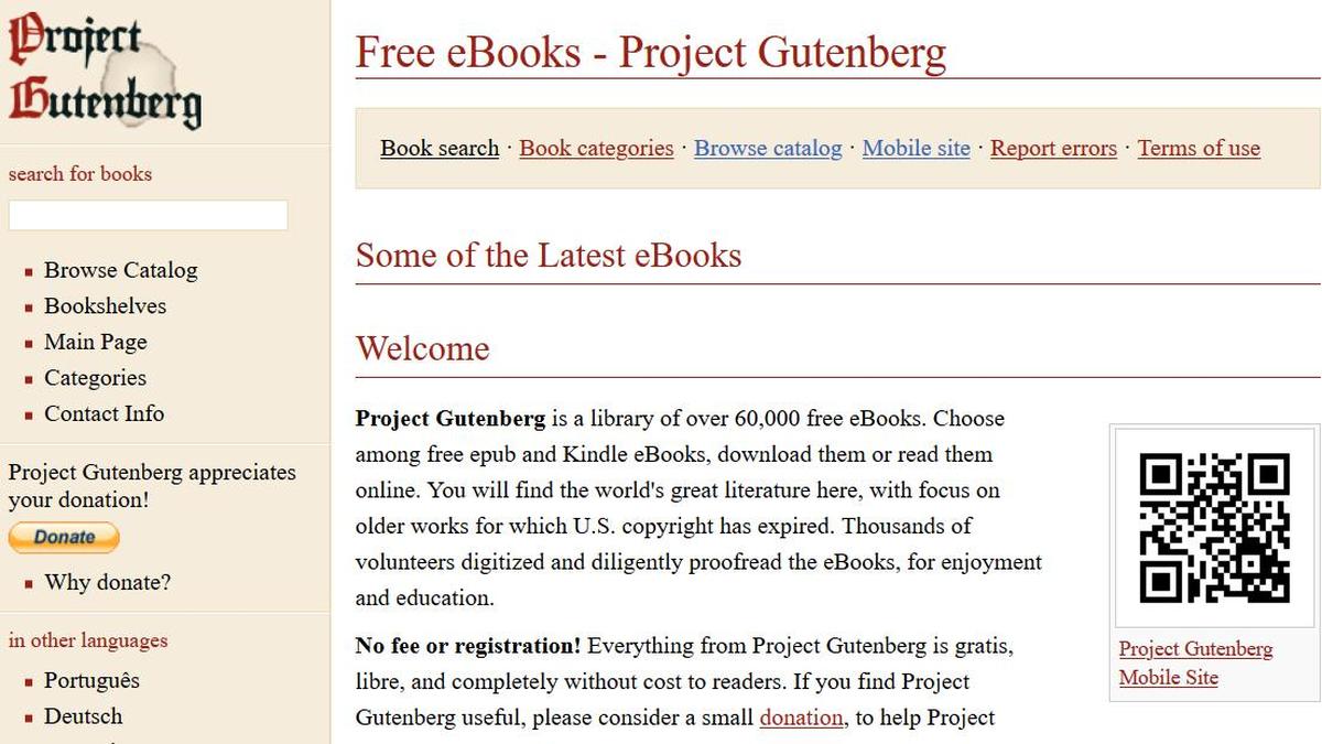Project Gutenberg (Screenshot)
