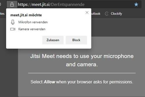Jitsi Meet: Erlaubnis für Mikrofon und Kamera erteilen