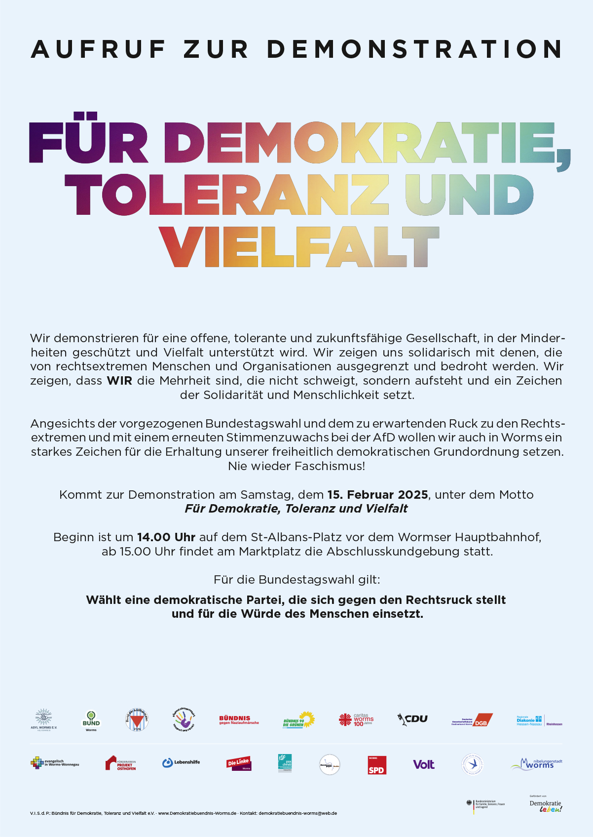 Demonstration in Worms: Für Demokratie, Toleranz und Vielfalt